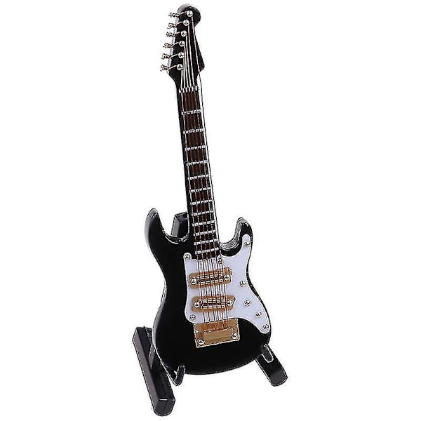 10cm Miniatyr Elektrisk Guitar Replika Med Stativboks Musikalsk Instrument Model Ornament Julegave Hjemme Dekorationssæt Black