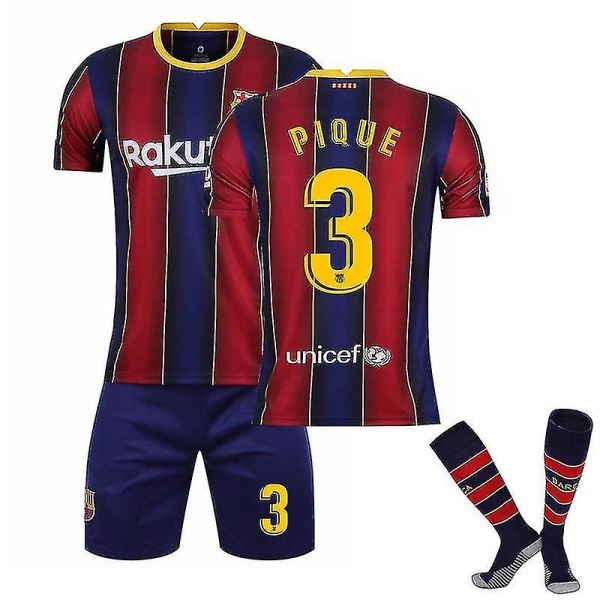 Barnefotballsett Fotballdrakt Trening T-skjorte Dress 20/21 - Messi Barcelona 20 21 Pique 3 Kids 18(100-110CM)