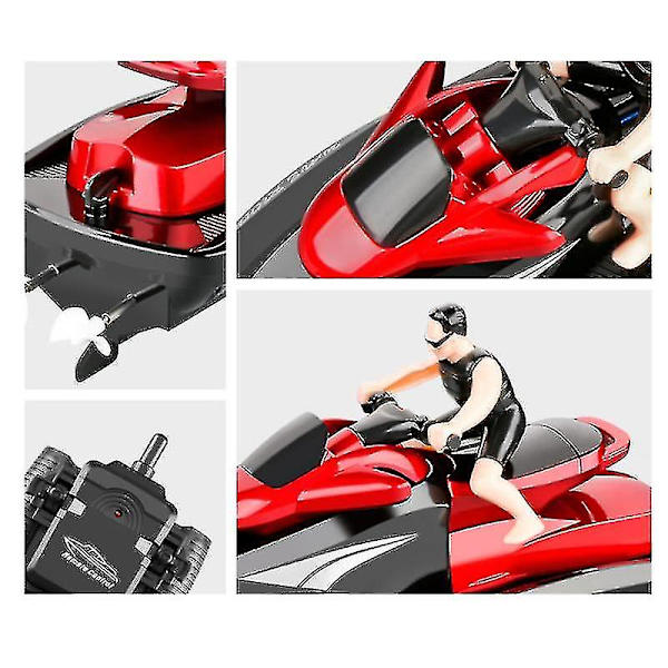 RC Jetski RC Motorbåt Hög Hastighet Fjärrstyrd Båt För Poolen Sjöar 2.4ghz Leksak För Barn 1st [DmS] Red