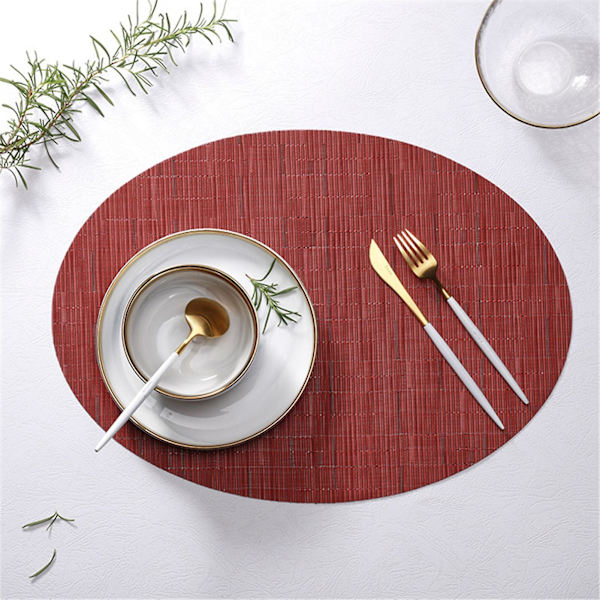 Pöytäliina, naarmuuntumaton, eristetty, soikea, liukumaton, PVC, kotitaloustarvikkeet, KaesiBY Wine Red
