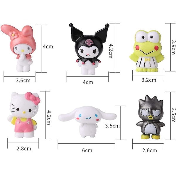 6 stk My Melody Serie Søde Figurer Legetøj Samleobjekt Model Dukker Dekorationer Pynt Gave [DmS]