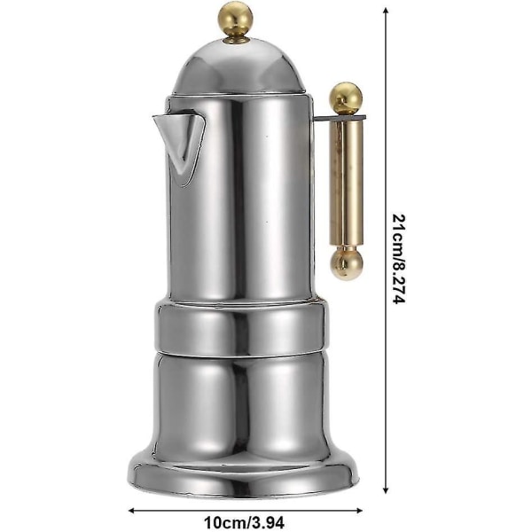 Espressokone 200ml, 4 Kupillista Espressokattila Mokkakattila Ruostumattomasta Teräksestä Valmistettu Espressokone