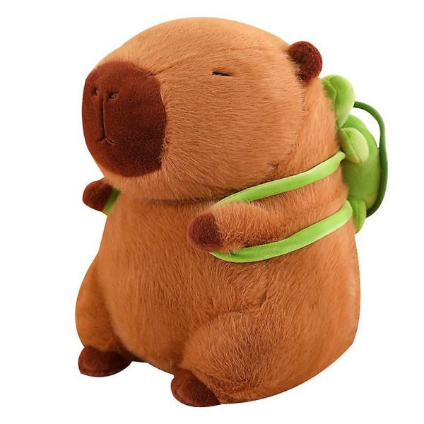 Capibara-dukke med skilpadde-rygg i sittende positur, vannsvin-plysjleketøy, capybara-pute-dukke[HK] 25CM