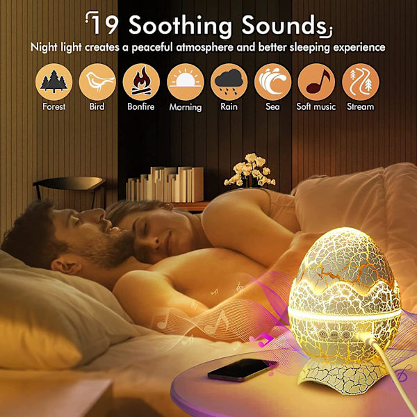 Fjernstyrt stjerneprojektor, dinosaur-egg galakseprojektor, Bluetooth-høyttaler og tåke-LED-lys for soverom, hjem, takdekorasjon, fest [DB]