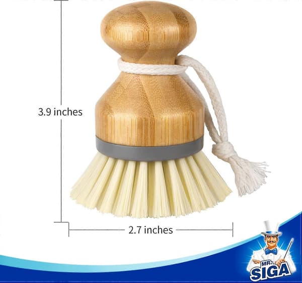 2-pack Bambupalmsborste, Skrubbborste för Rengöring av Diskar, Platta Pannor, Diskbänkar [DB]