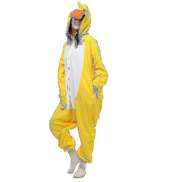 2023-hksng Newway Dyr Voksne Kat Bjørn Haj Onesies Pyjamas Vaskebjørn Kostumer Drage Jumpsuit Julegave Yellow Duck L