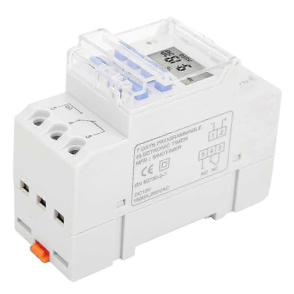 12V DC 16A Timer Switch med ugentlig nedtælling og udskifteligt batteri til EU