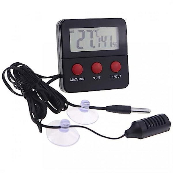 Digital termometer och hygrometer med fjärrsonder - Terrarium Reptil Hygrometer Thermo Humidor Tank Cage Inkubator Kläckare Inomhus Utomhus