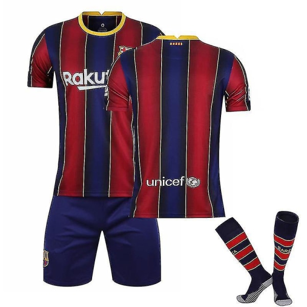 Børnefodboldsæt Fodboldtrøje Træning T-shirt Sæt 20/21 - Messi Barcelona Unnumbered Kids 22(120-130CM)