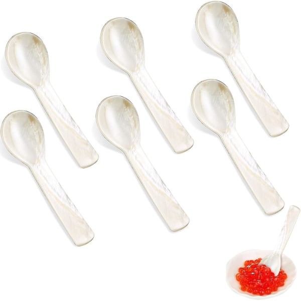 Caviar Spoons Mother Of Pearl Mop Caviar Spoons With Hand Craft W Round Handle For Caviar, Egg, Ice