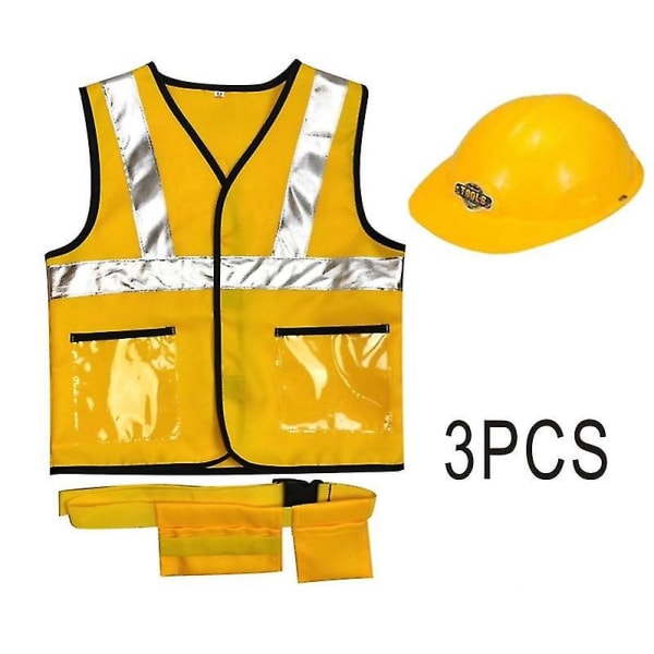 2022 Byggearbejder Kostume Kit Til Børn Rollespil Legetøjs Sæt Karriere Kostumer Tung Arbejder Cosplay [DmS] 3PCS One Size