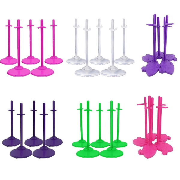 5 stk dukkeholdere utstillingsstøtte midjemodell rosa lilla holder for Barbie-dukke for Monster High dukketilbehør barneleke NO.A