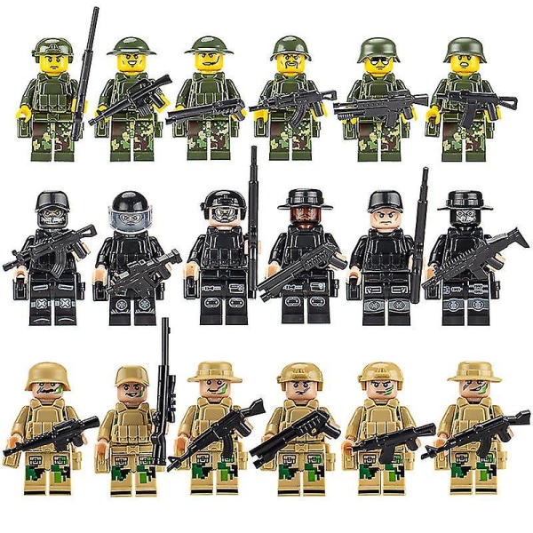 8-24 kpl/setti Minihahmo Special Forces Sotilas Kootut Palikat Leikkikalut Rakennuspalikat Lapsille Lahja-sy  [DmS] 24Pcs SWAT