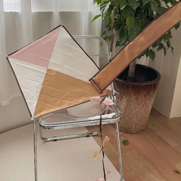 Vaaleanpunainen ja kahvinvärinen vintage-timantti-leijakite - Yksipyöräinen, 3D-leikkaus, helppo koota - Ihanteellinen lapsille, aikuisille ja aloittelijoille [DmS]