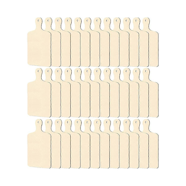 36 st Mini Träs skärbrädor med Handtag Oavslutade Trähantverk Mini Charcuteriebrädor Paddel B wood color