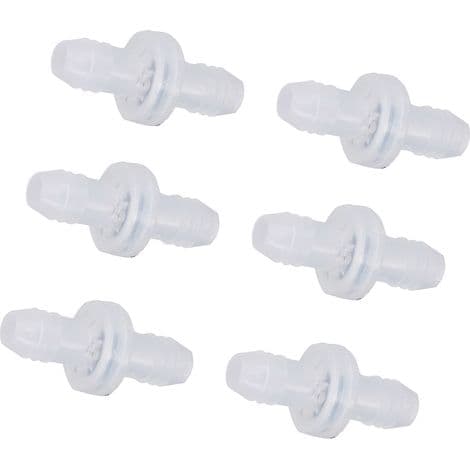 6-delt kontraventil i plast til vand og luft, 3/8\" (10 mm) diameter, PP-hus, FKM-membran