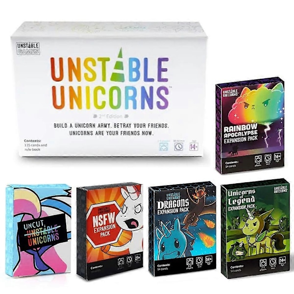 Uusi Unstable Unicorns Lautapeli Englanninkielinen Perhejuhlan Laajennus Perusversio Klassisista Lautapeleistä DARK GRAY