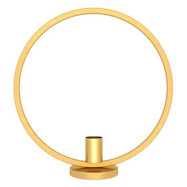 Festring Lysestake i Jern med Ringform for Bryllup, Fest og Hjemmedekorasjon Golden 29cm