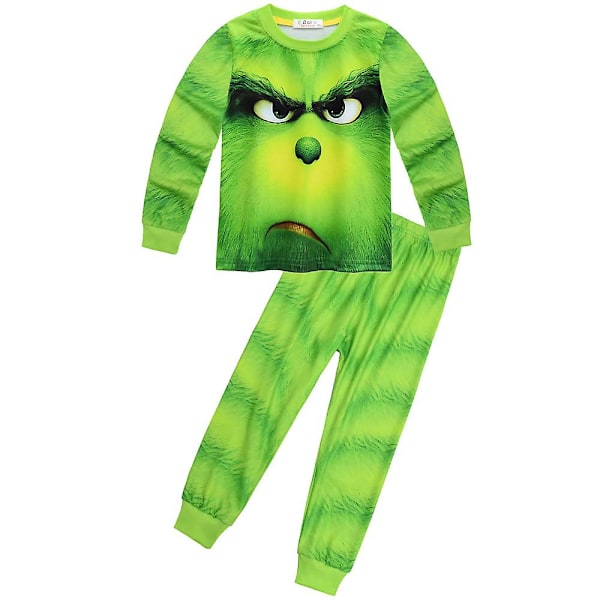 Barnens Jul Grinch Tryckta Pyjamas Toppar Byxor Pjs Set Sovkläder Hem Loungewear Nattkläder Pojkar Flickor Julgåva B 4-5 Years