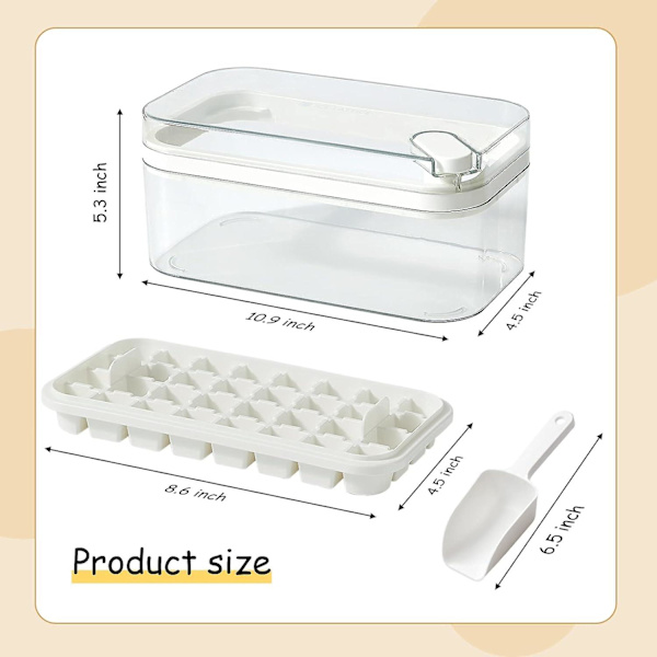SDIGV Isbitbricka med lock och behållare, 2-pack för frys, 64 st isbitsform (grön) White