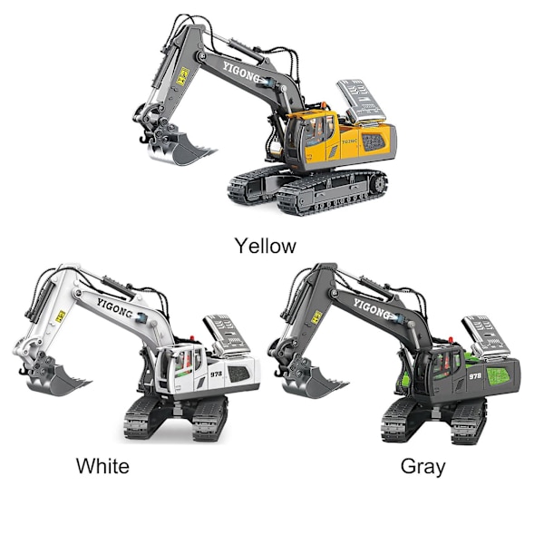 1:20 Fjernstyret Gravemaskine Tiptruck Bulldozer 2.4Ghz RC Legetøjsbiler til Børn Gray