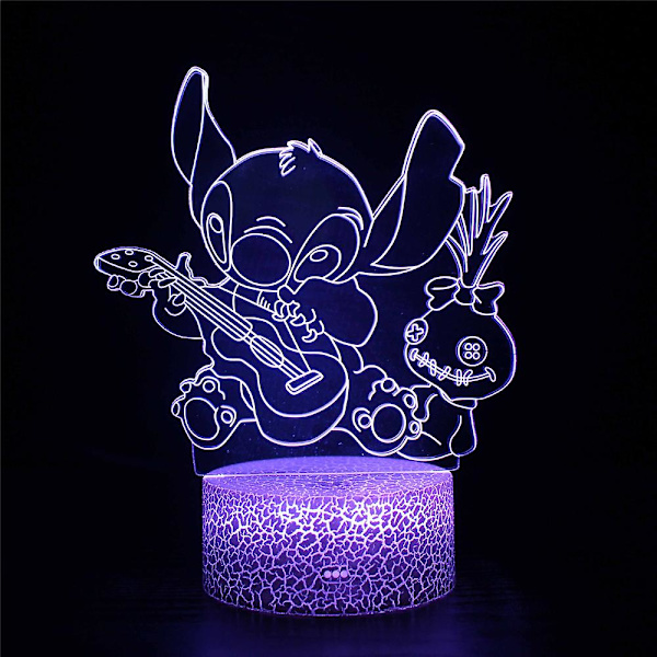 Stitch Nattlampa 7 Färgbyten 3D Cartoon LED Skrivbordslampa Touchkontroll Barnrumsdekoration Present A
