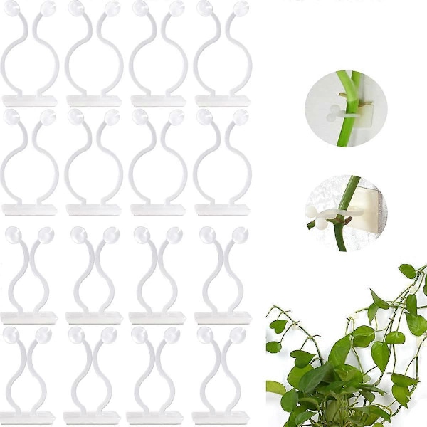 100-pack Växtstöd Clips, Självhäftande Växtclips, Väggclips för Klättrande Trädgårdsväxter Självhäftande Krok för Klätterväxter, Kabelfixering eller för