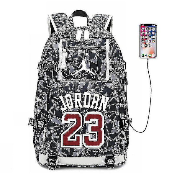 Nba Peripheral Series Star Logo Multifunksjonell Usb Ryggsekk Lysende Fluorescerende Ryggsekk-jordan-trykt