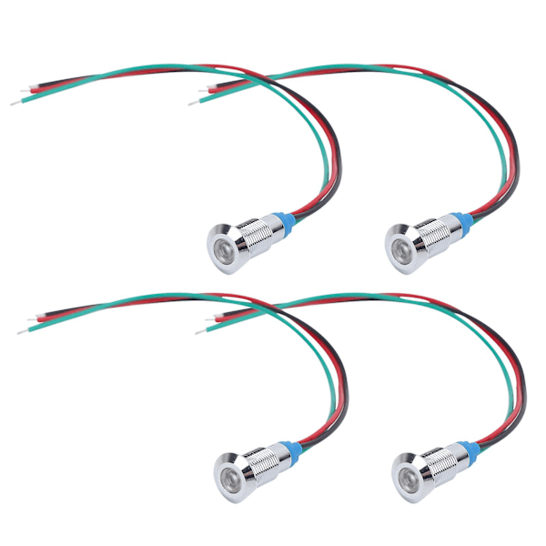 220V 8mm Vattentät Metall LED Indikatorlampa Signal 2Färg Gemensam Anod (Röd Grön) - Set om 4