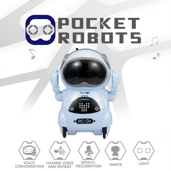Lomme RC Robot Snakkende Interaktiv Dialog Stemmegjenkjenning Opptak Syngende Dansende Fortellende Historie Mini RC Robot Leker Gave Blue
