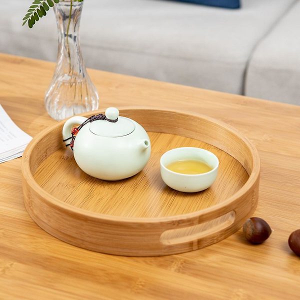 Tre Serveringsbrett Rundt Serveringsfat Te Matrett Drikkfat Flerbruks Middag Biff Steak Frukt Snackbrett Bret BY 25X4CM