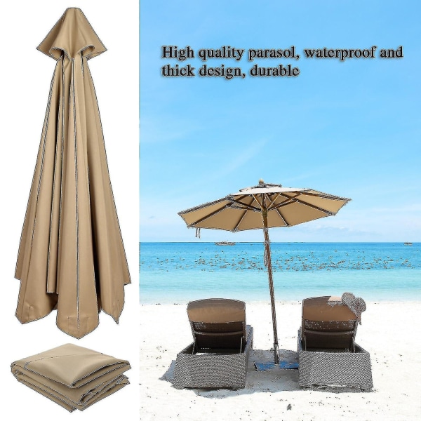 A-bestselger Erstatning Stoff Hage Parasol Baldakin Deksel For 3m 6/8 Arm Patio Sol Paraply 50% Tilbud Agate Green 300cm*6k