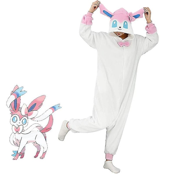 Sylveon Kostym Helkropp Pyjamas Halloween Jul En-delad För Män Kvinnor M