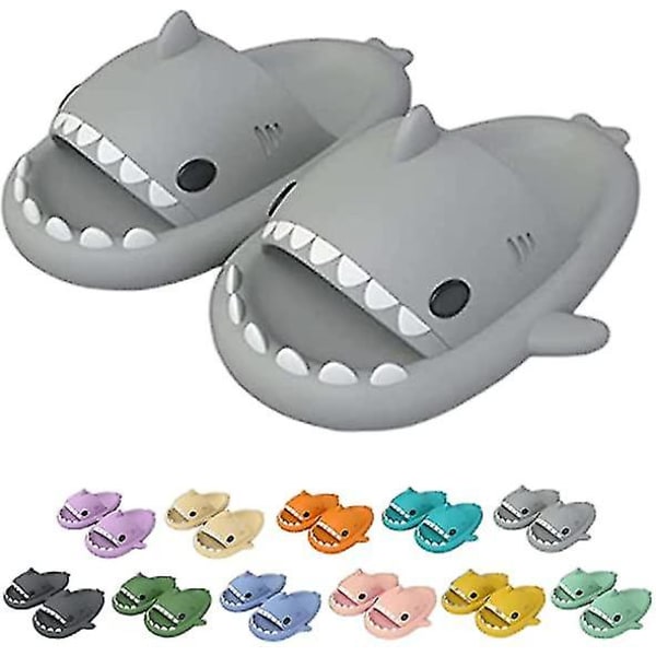 2022 Summer Cute Shark Slippers For Women And Men Grey 40-41