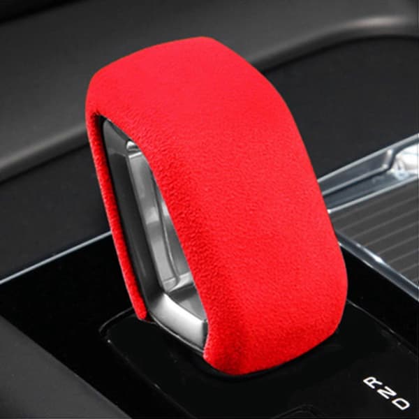 Suede Gear Shift Knob Trim Cover Center Console Shift Sticker til XC60 S90 XC90 S60 XC40 V90CC 2022 Mørkegrå