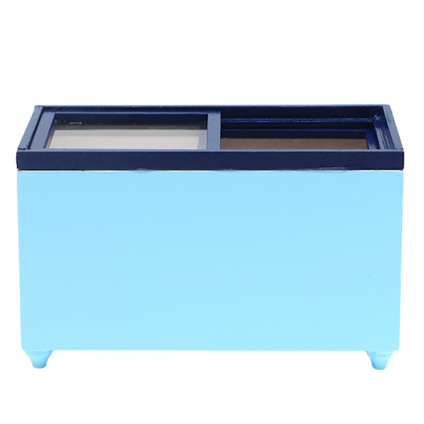 1:12 Imitation Kylskåp Realistisk Simulerad Söt Rollspel Dockhus Mini Kylskåp Leksak för Underhållning Sky Blue