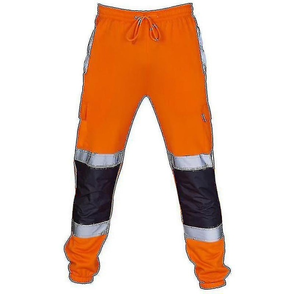 Aikuisten turvallisuus työhousut Hi Vis Viz näkyvyys joustava vyötärö hikihousut (FMY)BY Orange 2XL