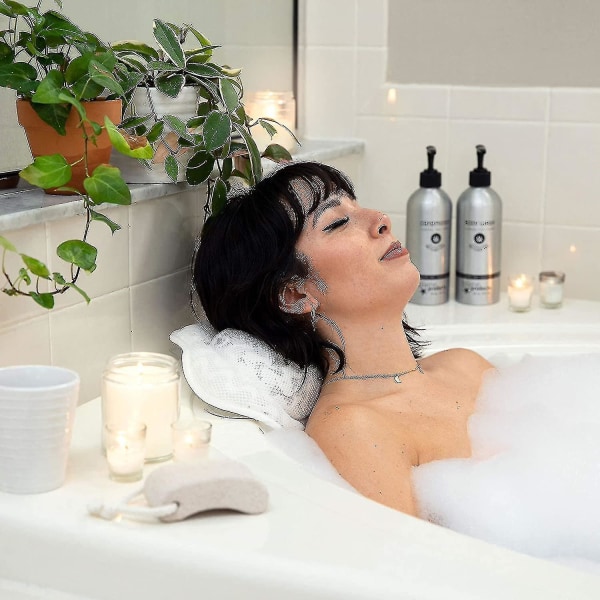 Badkudde Spa Badkar Ergonomisk För Kar Nacke Huvud Axlar Kuddar Stöd Kudde Huvudstöd Lyxig Mjuk 3D Mesh A-bone-Gray