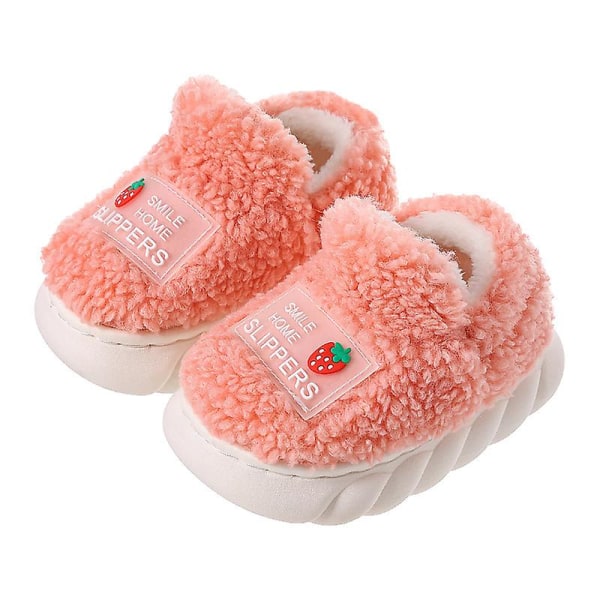 Barn Plysch Tofflor Toddler Flickor Vinter Fuzzy Flats Varma Hus Skor Pink 200