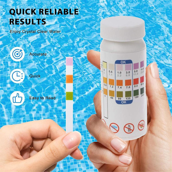Testremsor för badtunna 3 i 1 Snabb Noggrann Pooltestremsor - 50 Spa Testremsor för Badtunna, Vattentestkit As shown