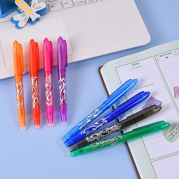 Viskelæder Gelpen, 8 stk. Gelpen Sort Viskeligt Kuglepen 0,5 mm Pig Panda Viskeligt Gelpen (FMY)