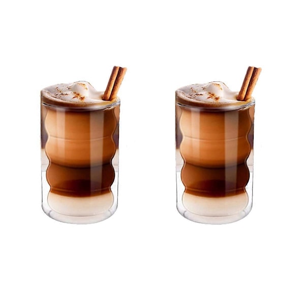 Latte Macchiato Glas, Dubbelväggigt 350ml, 6-pack, Termoglas i Borosilikatglas, Espressokoppar, Kaffeekoppar, Dryckesglas, Cappuccinokoppar, Isglas style8233