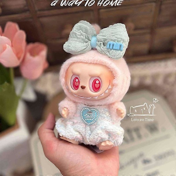 Endast Kläder Labubu 2.0 Kläder Har En Sits Vinyl Docka Hänge Macaron Prinsessdockor Kläder För 17cm Labubu Blue 17cm only cloth