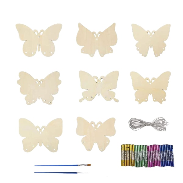 8-piece wooden butterfly wind chime craft set for childrenBY