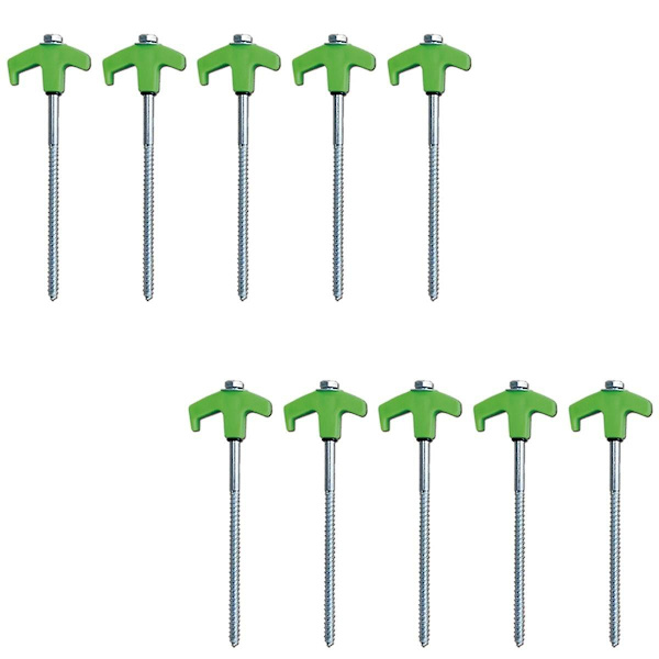 Gröna skruvformade tältpinnar, Tältpinnar, Metalltältpinnar med gänga, Tunga tältpinnar
