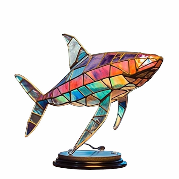 Metal Dyredekoration Havefigur Vilddyr Have Farverig Kunst Skrivebords Skulptur Sharks