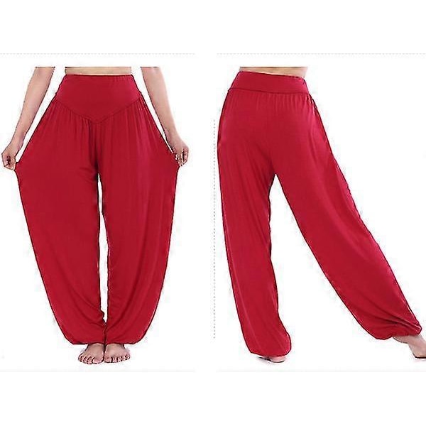 Jule Yoga Kvinder Ali Baba Baggy Harem Bukser Aladdin Bloomers Casual Dance Bukser Wine Red XL