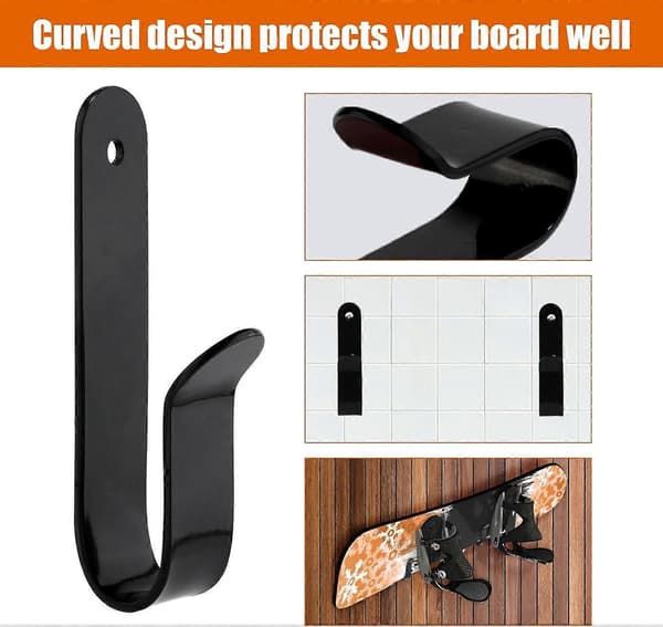 4 stk. Horisontale snowboard-displaystativer, vægmonteringsclips, pladsbesparende design