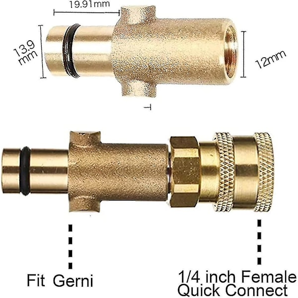 Adapter og trykkvasker kobber skumkanon flaskekobling messing hunnadapter for snøskum lans pistol pott for Nilfisk Gerni-serien