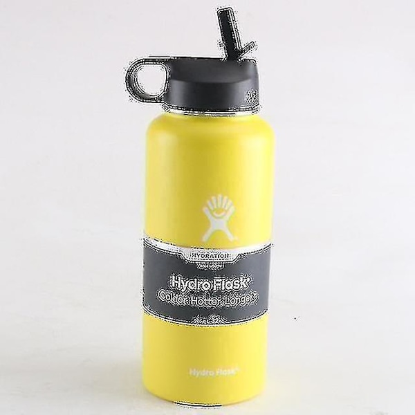 2023 - Aikuisten 32 oz Urheiluvetopullo Ruostumattomasta Teräksestä Valmistettu Eristetty Vetopullo Olki Kannella -1aBY yellow